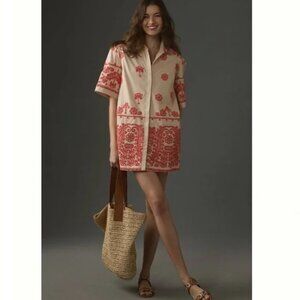 Anthropologie Short-Sleeve Collared Mini Shirt Dress